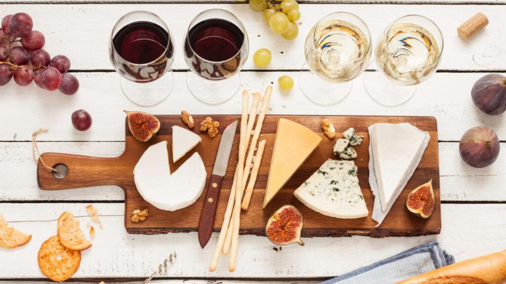 wine and cheese charcuterie board